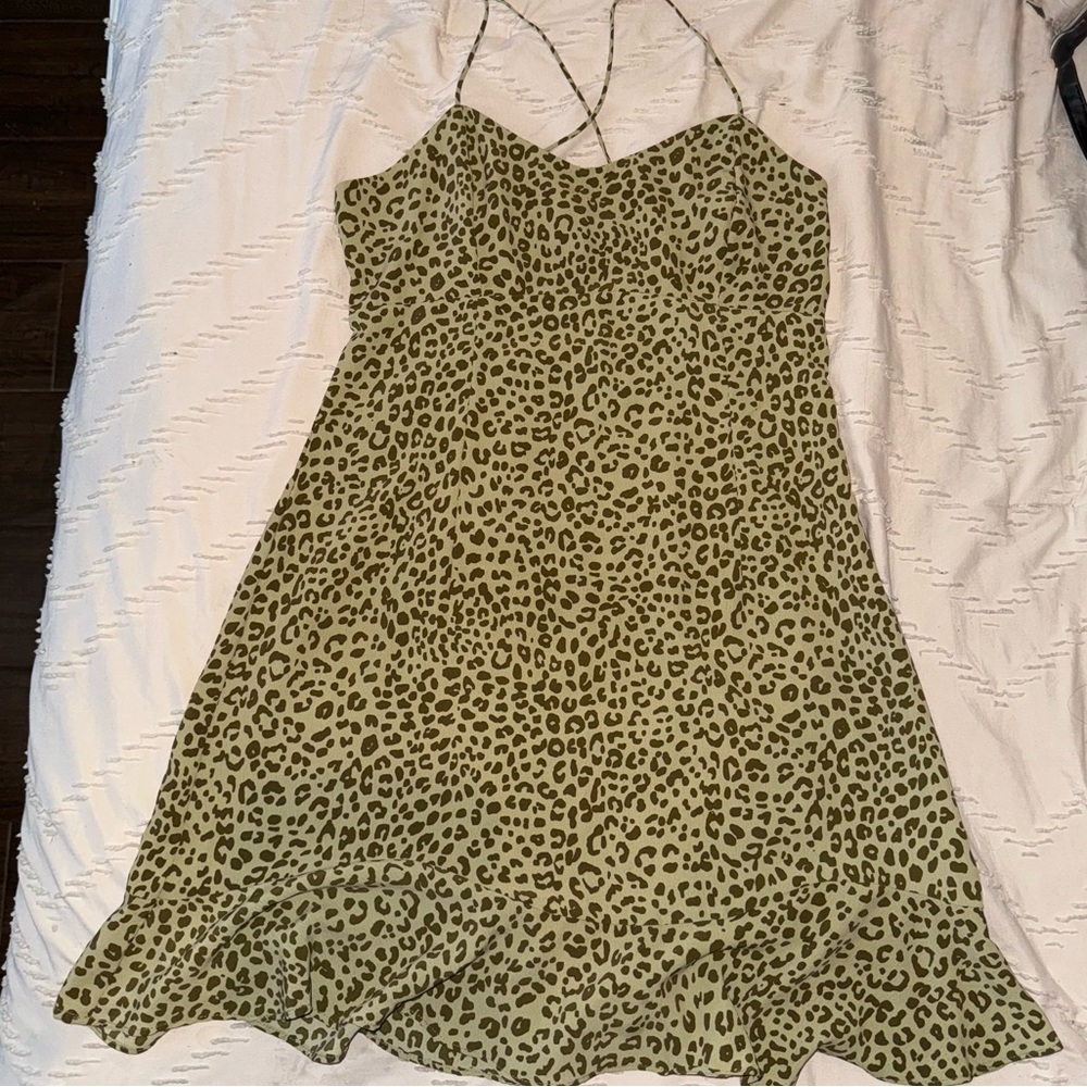 Zara Green Leopard Print Mini Dress